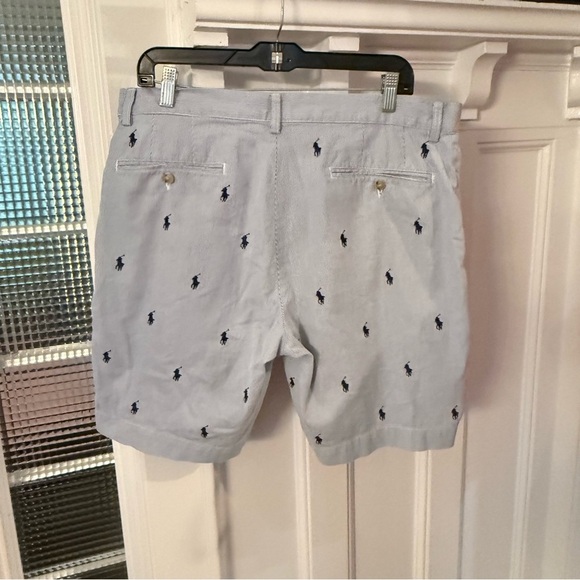 Polo Ralph Lauren Mens Shorts Sz 35 Blue Chino Pony All Over Print - Picture 3 of 13